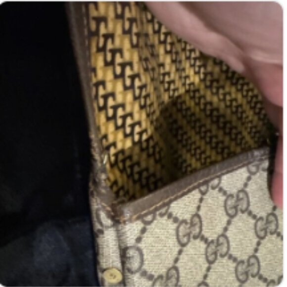 Gucci Vintage pouch purse PVC GG Brown Authentic - Picture 4 of 9